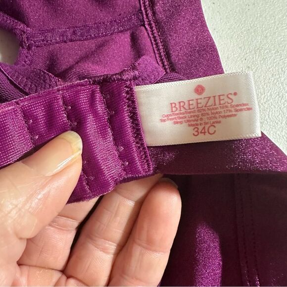 Breezies Rasberry "Purple" Light Support Bra Size‎ 34C - Picture 8 of 8
